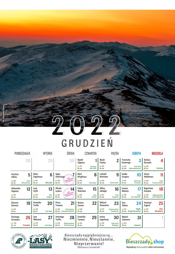 Kalendarz Bieszczady 2022